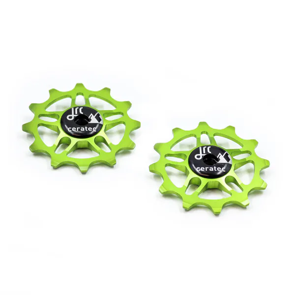 Kółka przerzutki JRC Components 12T do SRAM Force/Red AXS, ceramiczne, Zielony Acid DPW-0001-ACG